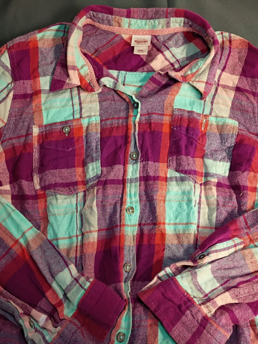 Mossimo Supply Co. Purple & Mint Plaid Button-Down Shirt